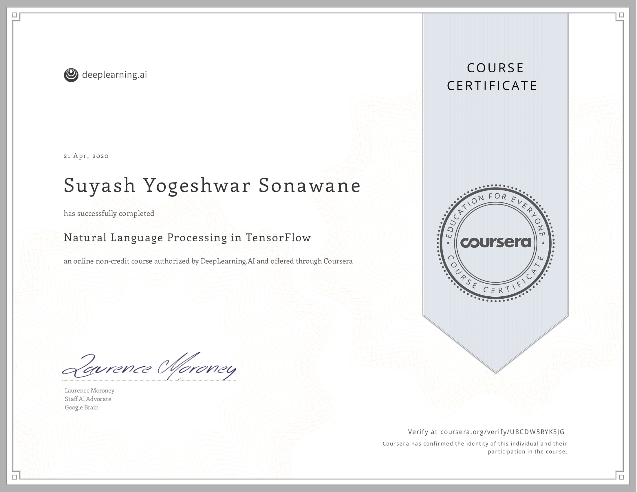 Suyash Sonawane | Natural Language Processing in TensorFlow
